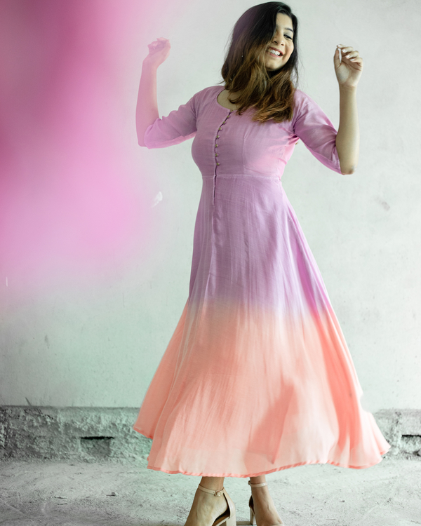 Purple and pink ombre fit & flare dress 1