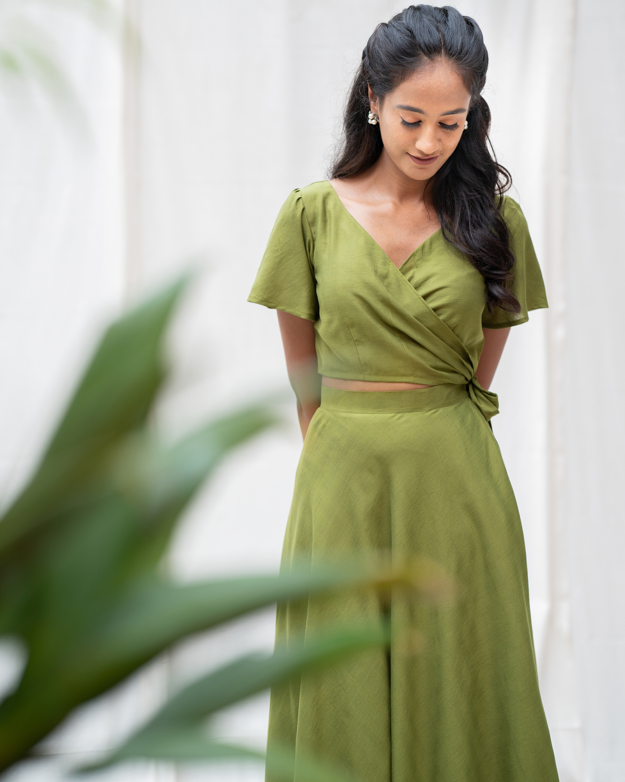 Kiwi green skirt set - set of two by Niram