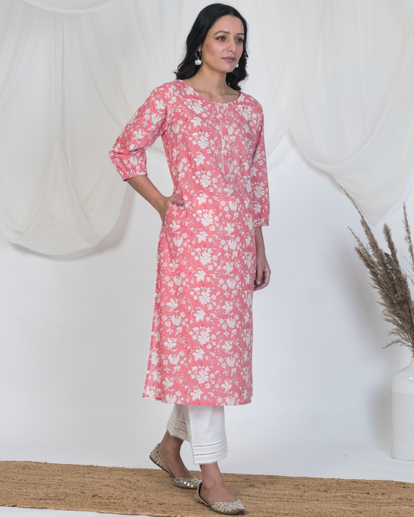 Pink puff sleeve spring kurta 2