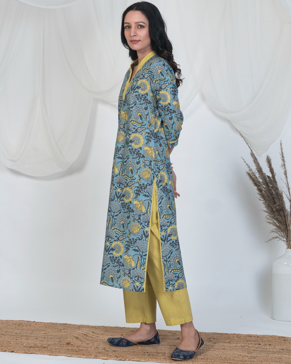 Blue and yellow kurta 1
