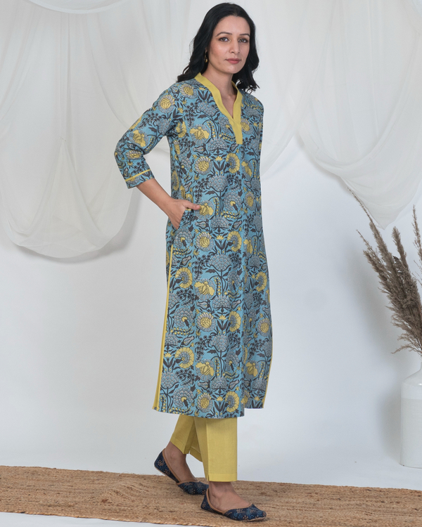 Blue and yellow kurta 2
