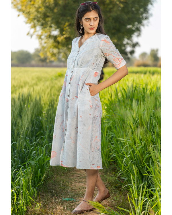 White marble printed cotton dress 2