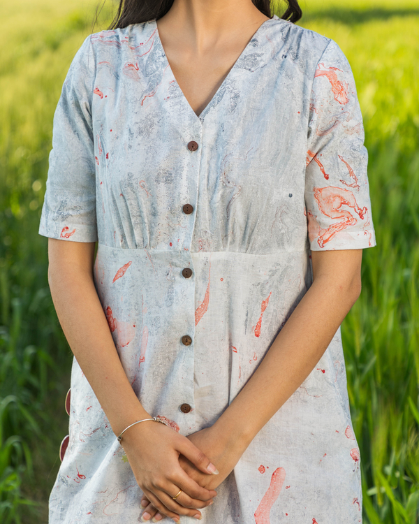 White marble printed cotton dress 1