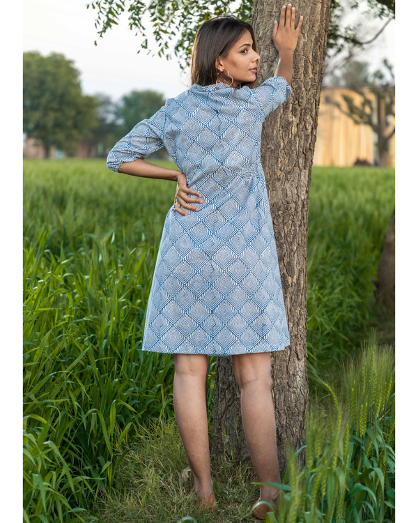 Light Blue Handblock Printed Cotton Dress By Sooti Syahi The Secret Label