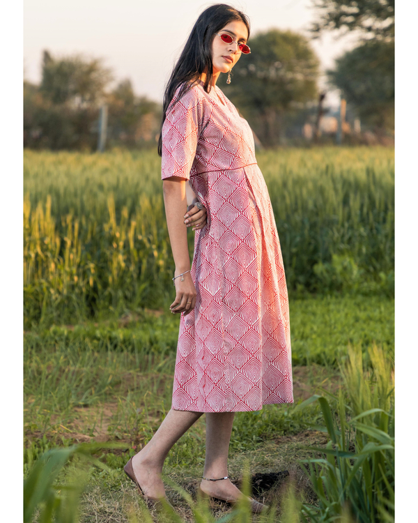 Rush Red handblock printed cotton dress 2