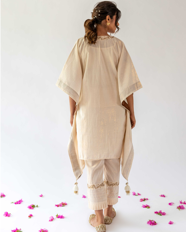 Ivory kaftan and pant set with inner - set of three 5