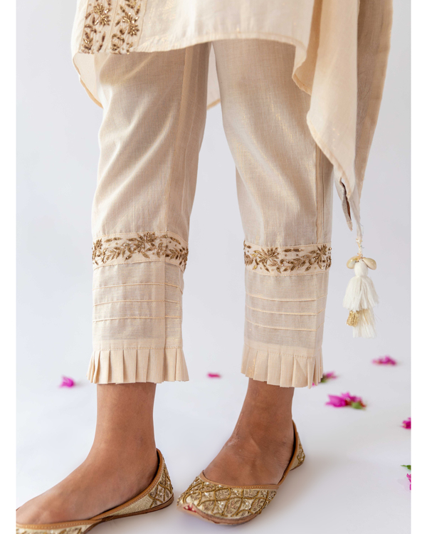 Ivory kaftan and pant set with inner - set of three 2