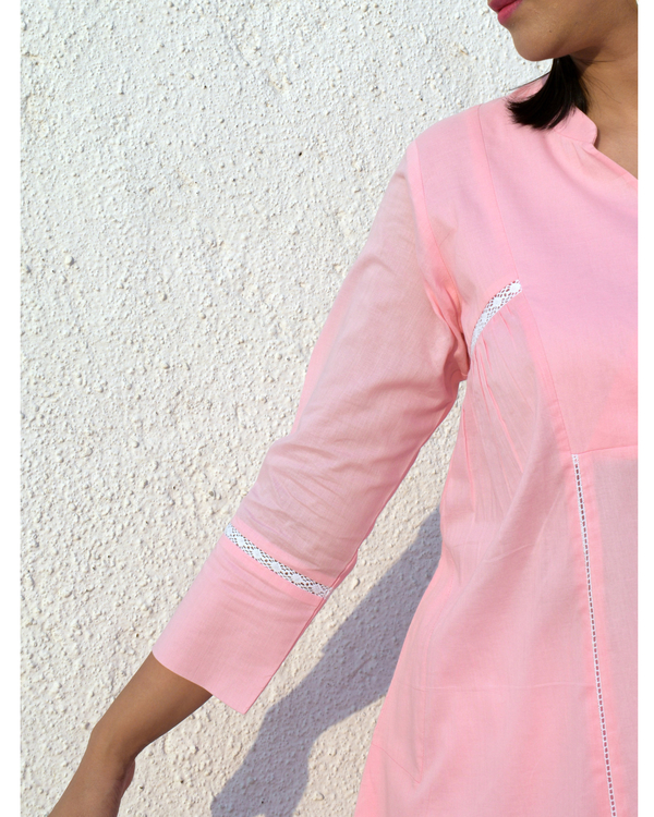 Lemonade pink overlapped yoke kurta set - set of two 3