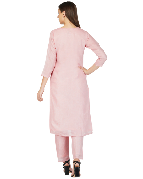 Pastel pink notched neck kurta set - set of two 1