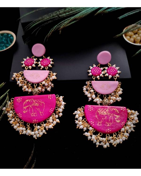 Dual pink shaded dangler earrings 1