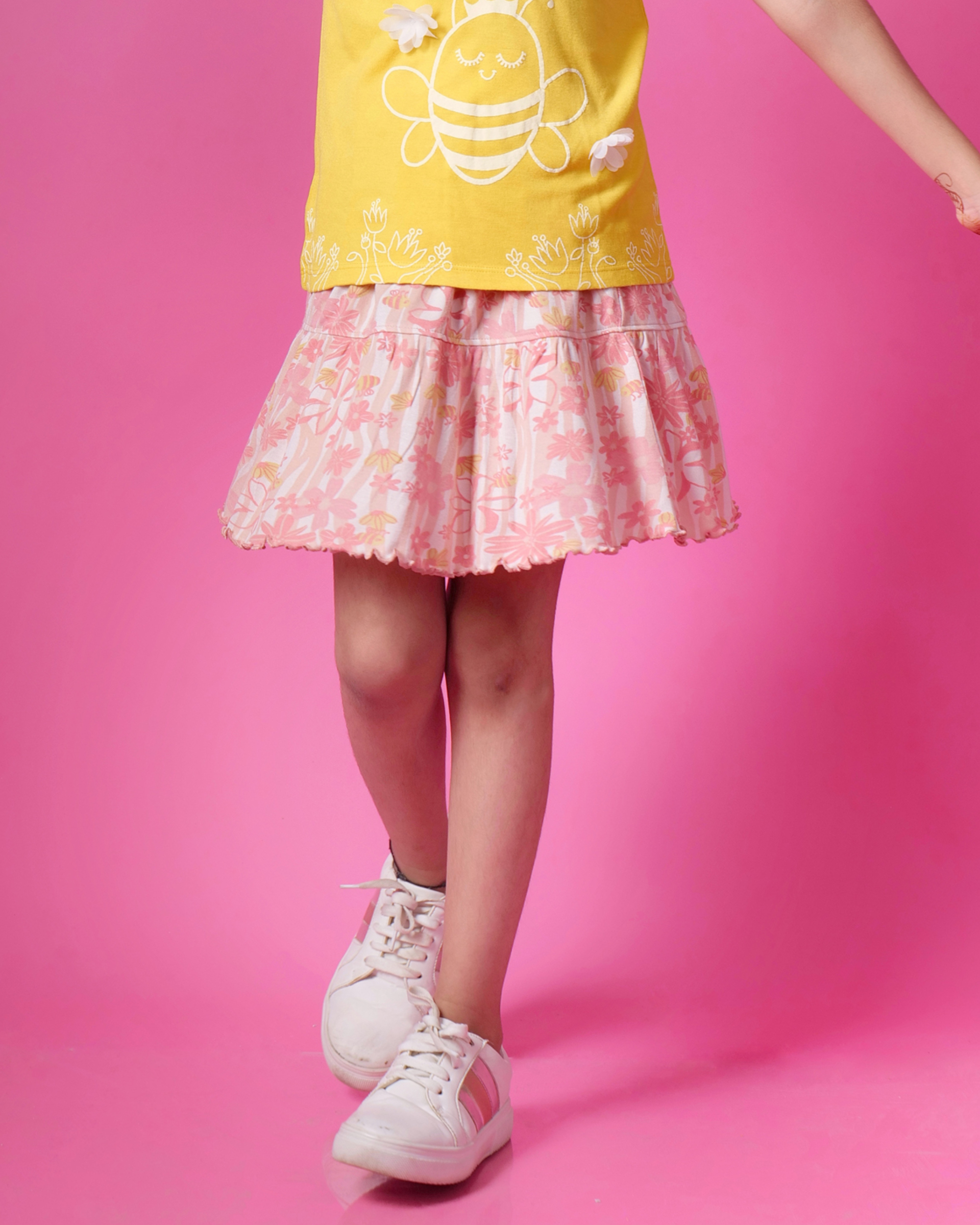 Piku Pink Chanderi Silk Wrap Top And Skirt For GirlsSet  The August Co