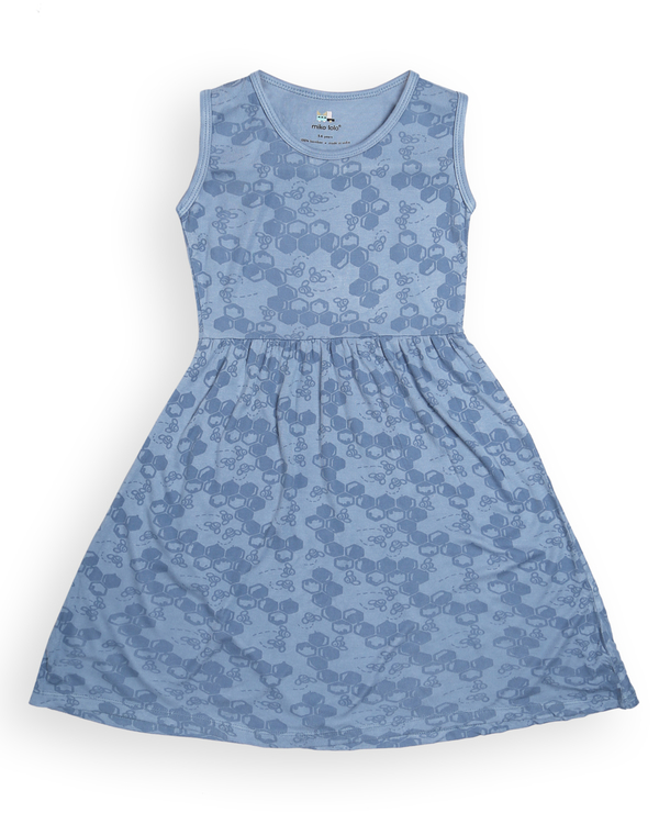 Cornflower blue printed dress 2