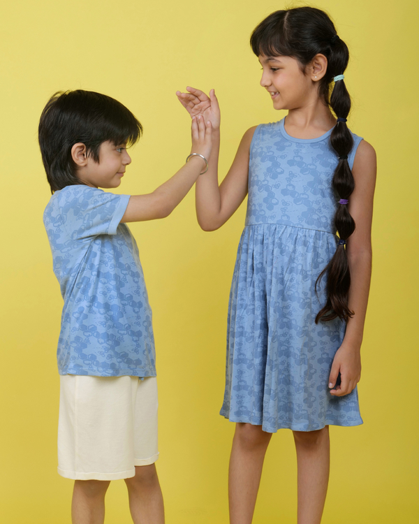 Cornflower blue printed dress 3