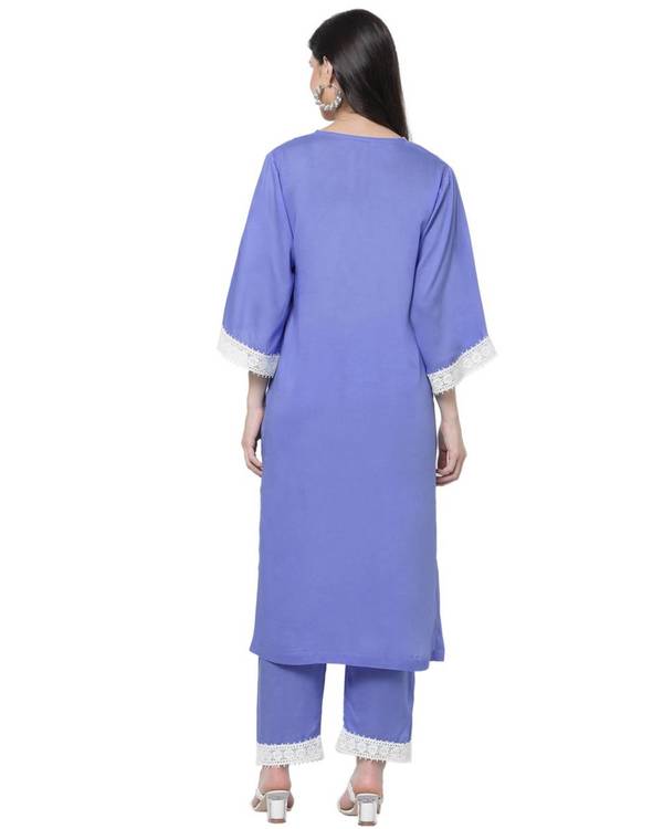 Blue lace detailed kurta 1