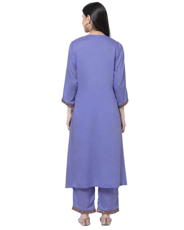 Blue floral embroidered kurta 1