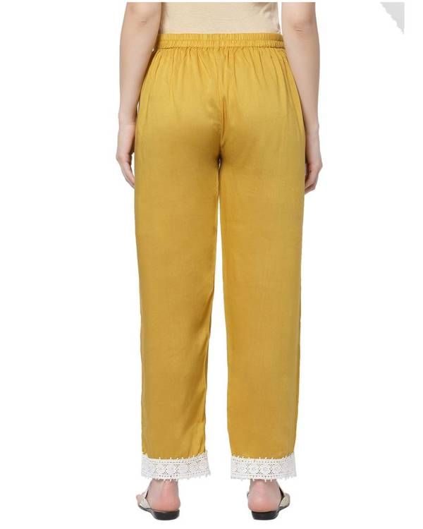 Mustard yellow lace detailed palazzo 1