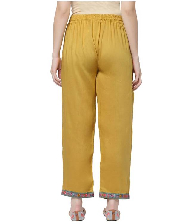 Mustard yellow embroidered palazzo 1