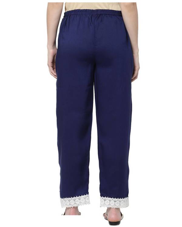 Navy blue lace detailed palazzo 1
