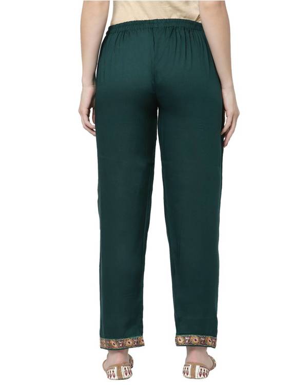 Dark green embroidered palazzo 1