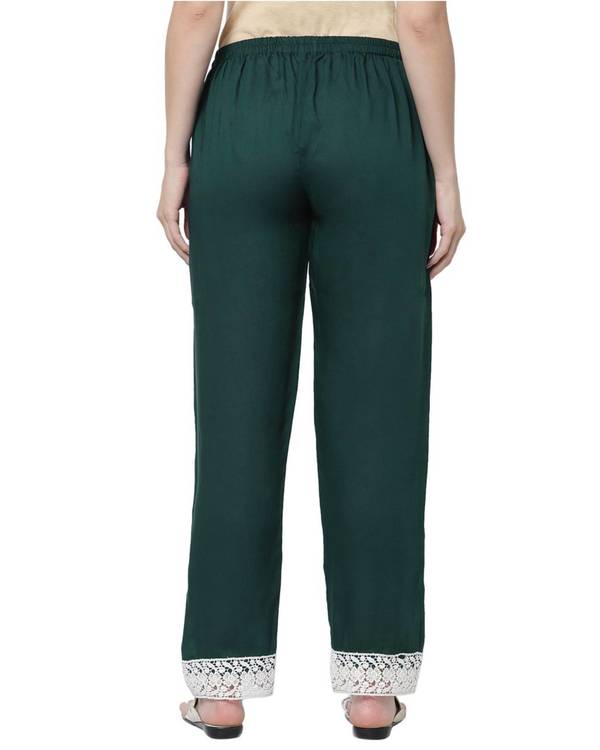 Dark green lace detailed palazzo 1