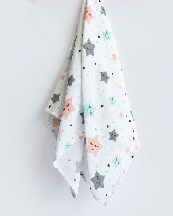 Twinkly stars muslin swaddle by Yellow Doodle The Secret Label
