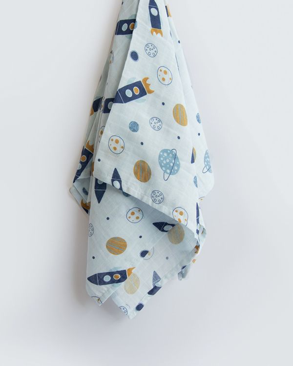 Space themed printed muslin swaddle 1