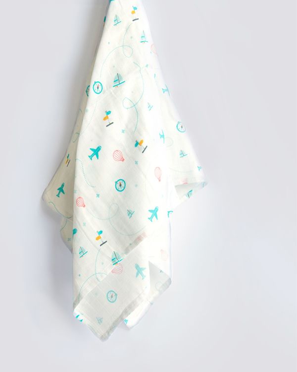 Lil travel themed baby muslin swaddle 1