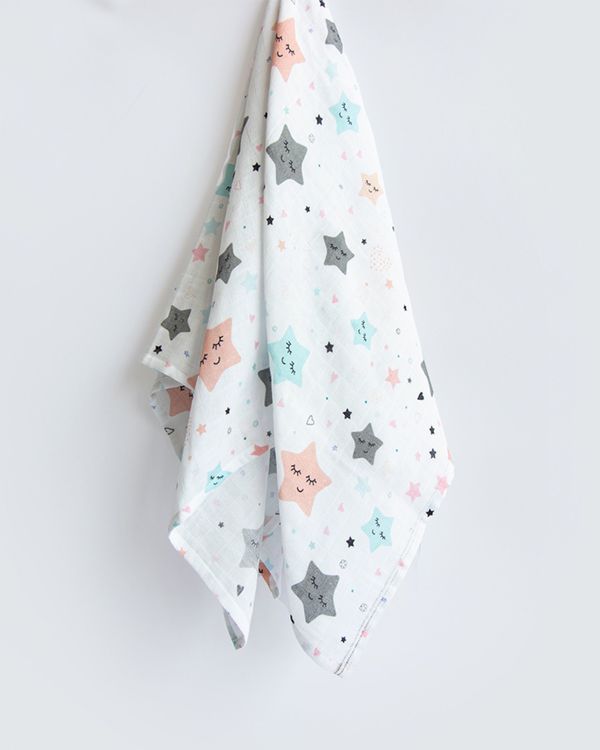 Twinkly stars and fairy dust muslin swaddle - set of two 1