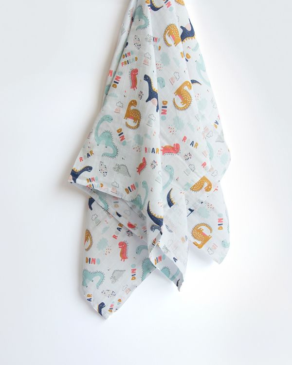 Dino and colourful doodled swaddle set - set of two 3