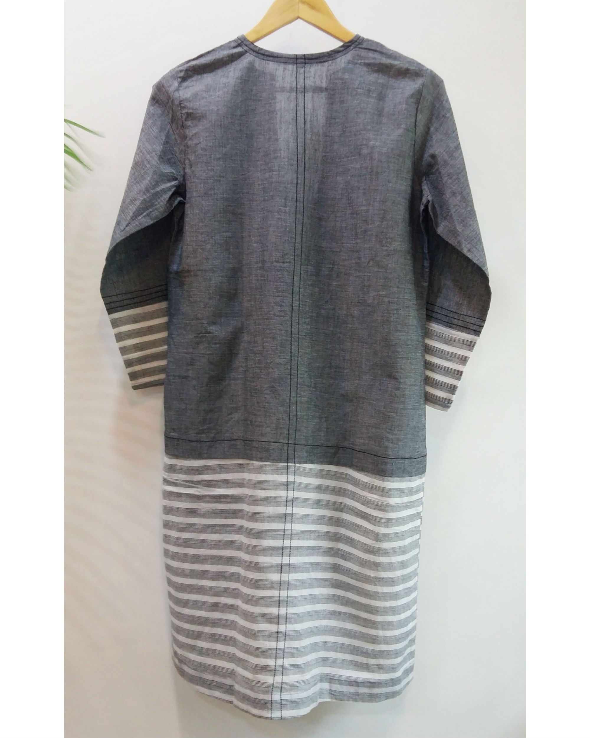 Grey striped jacket by Sonal Kabra The Secret Label