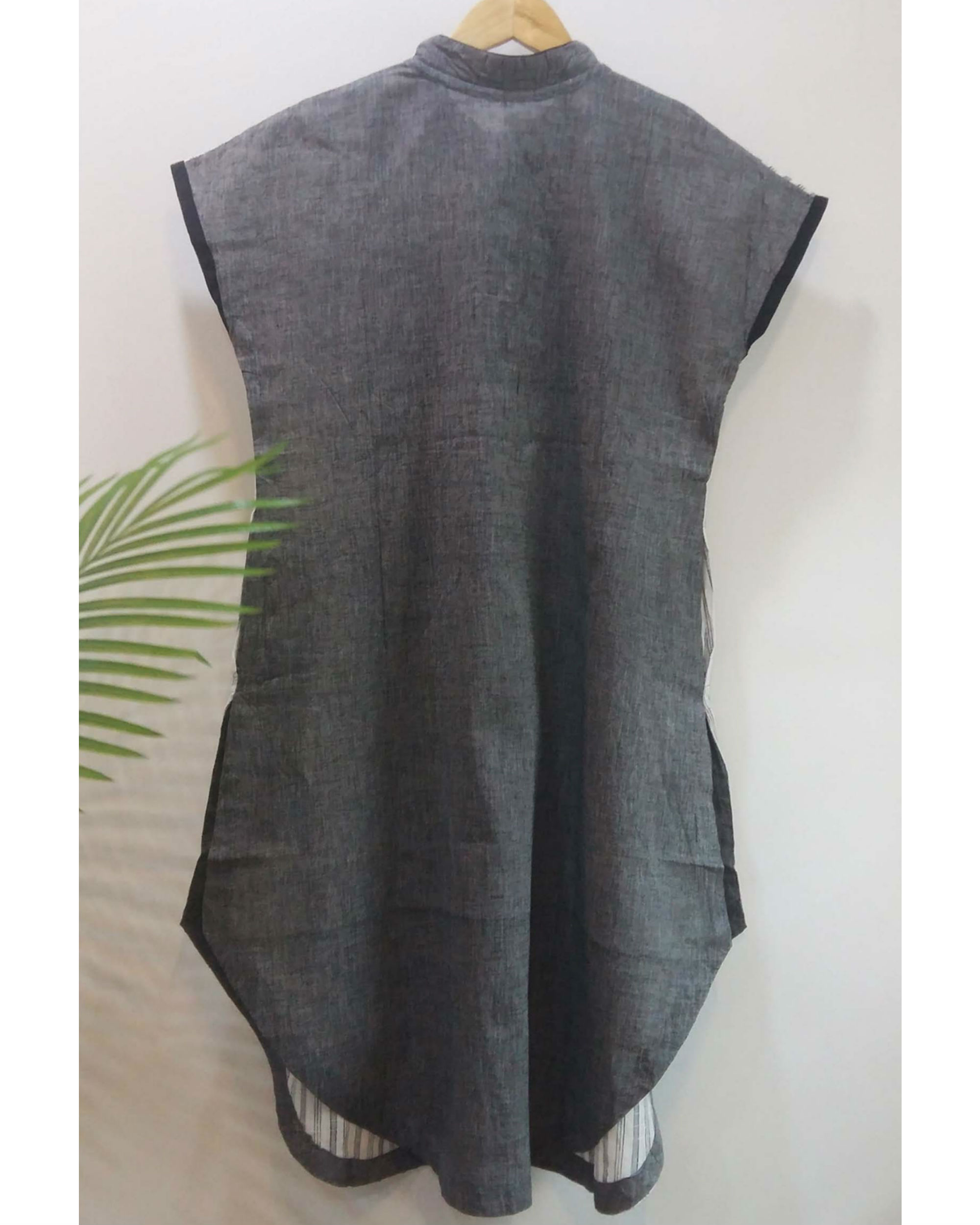 gray and white striped tunic