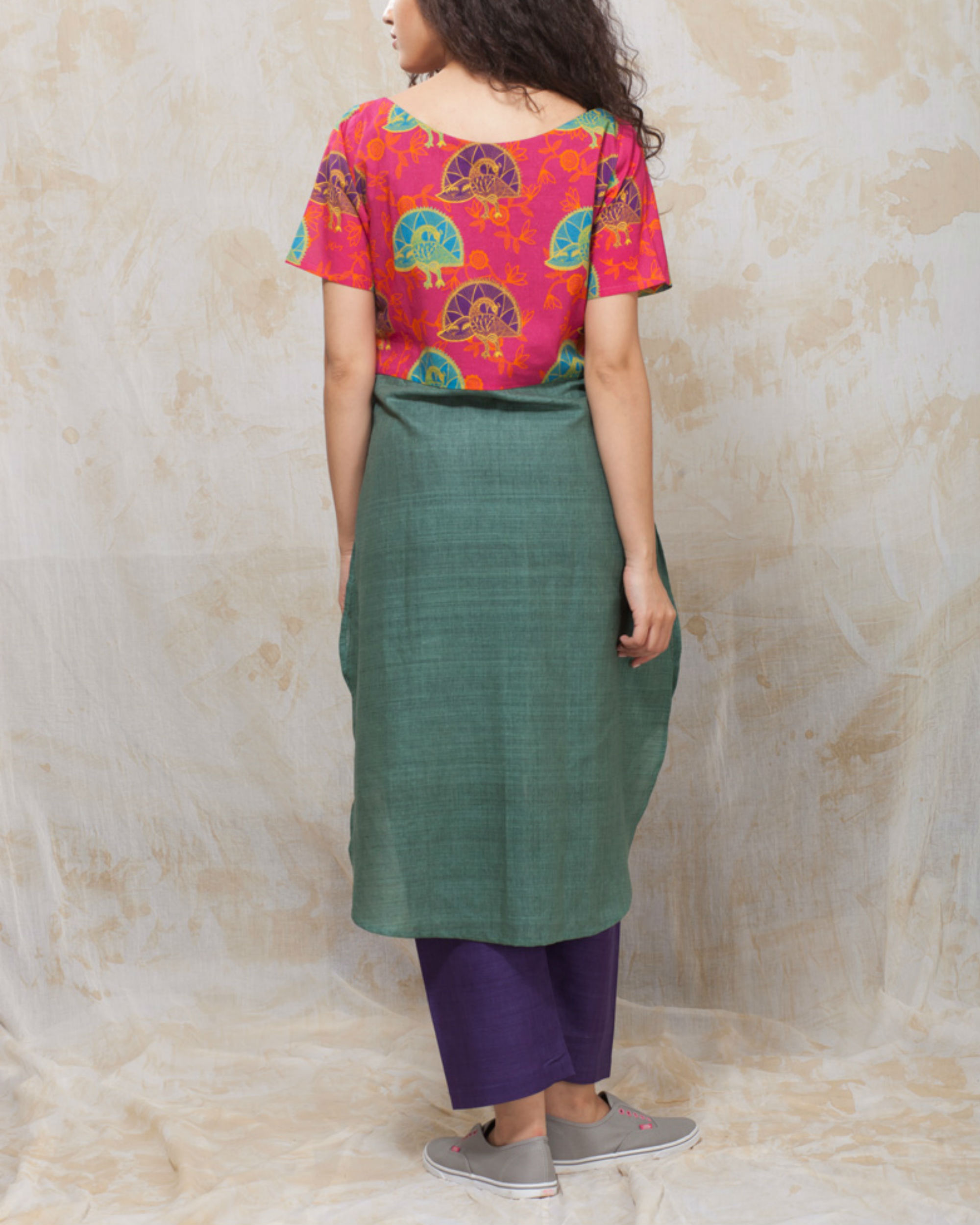 peacock feather print kurta