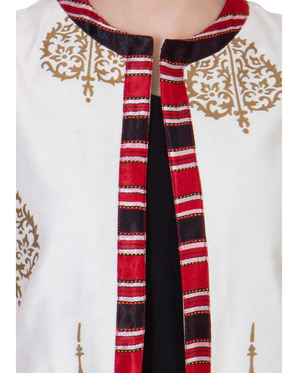 Off white block printed waistcoat by ANS | The Secret Label