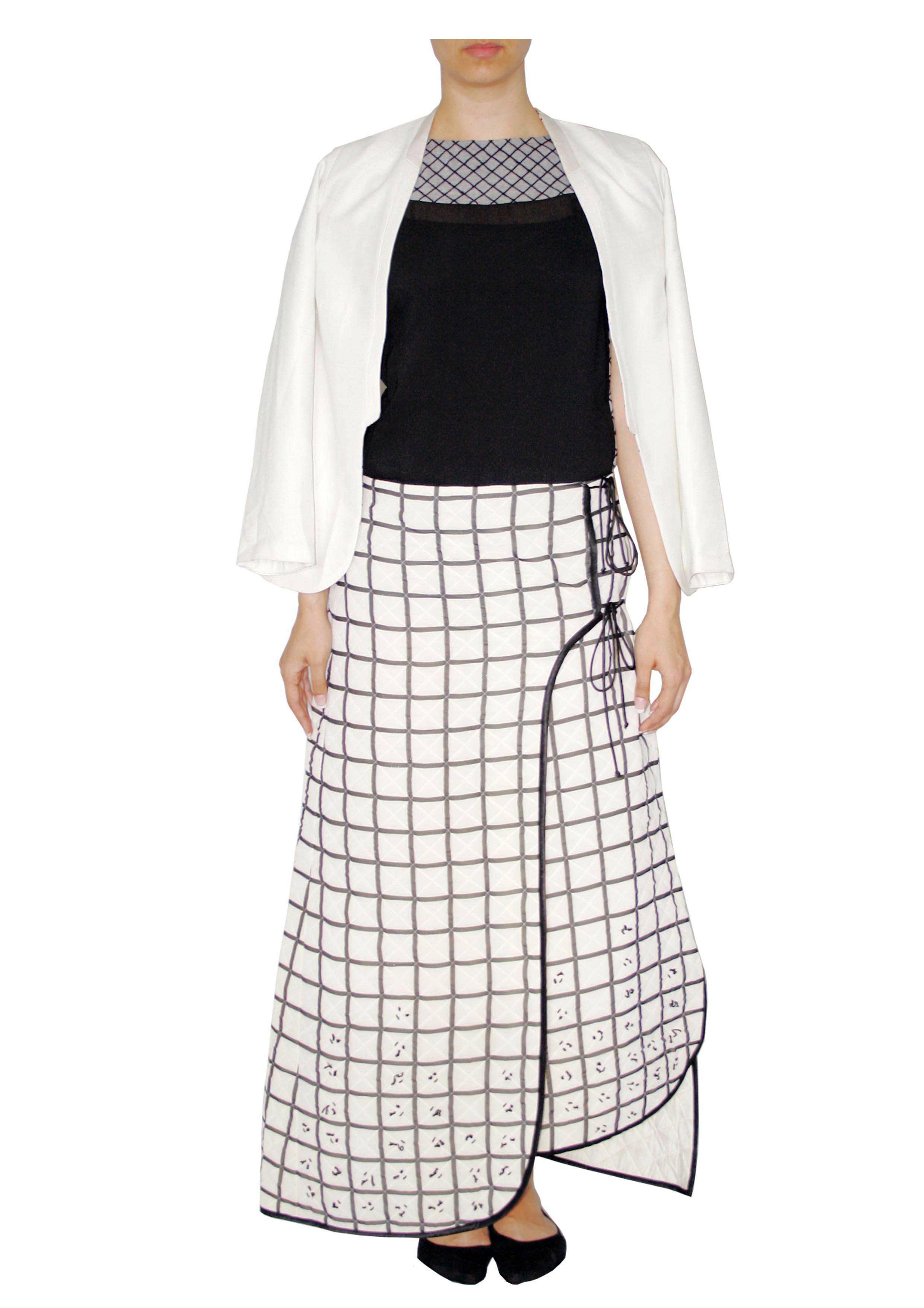 Quilted wrap skirt with tieup at the side by Loveleen Dhillon The