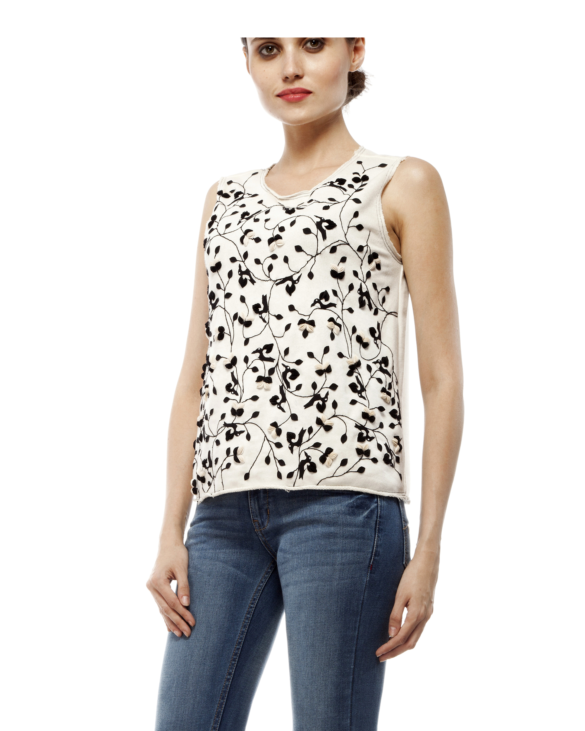 Cotton applique top by Rimzim Dadu | The Secret Label