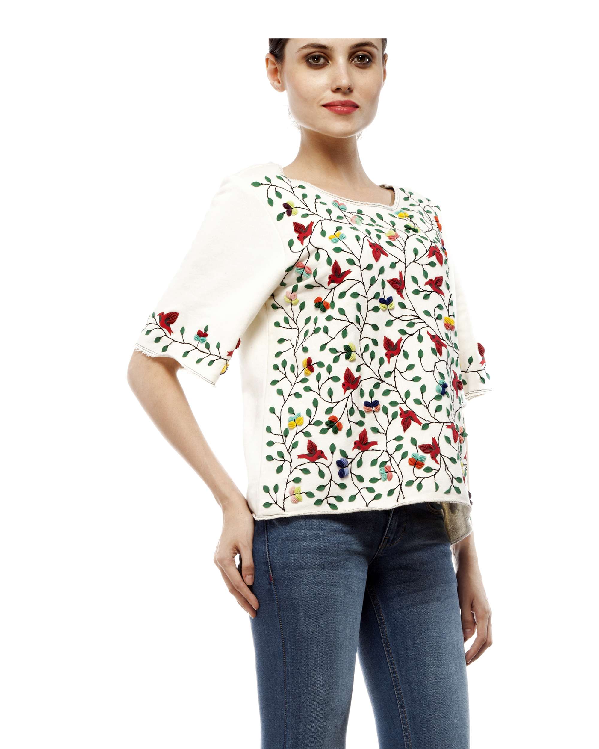 White applique top by Rimzim Dadu | The Secret Label