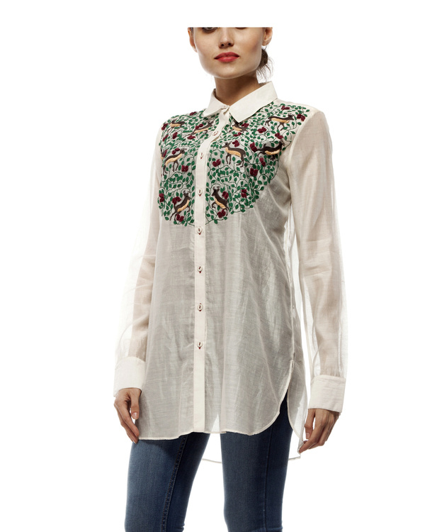 Off white cotton silk shirt by Rimzim Dadu | The Secret Label
