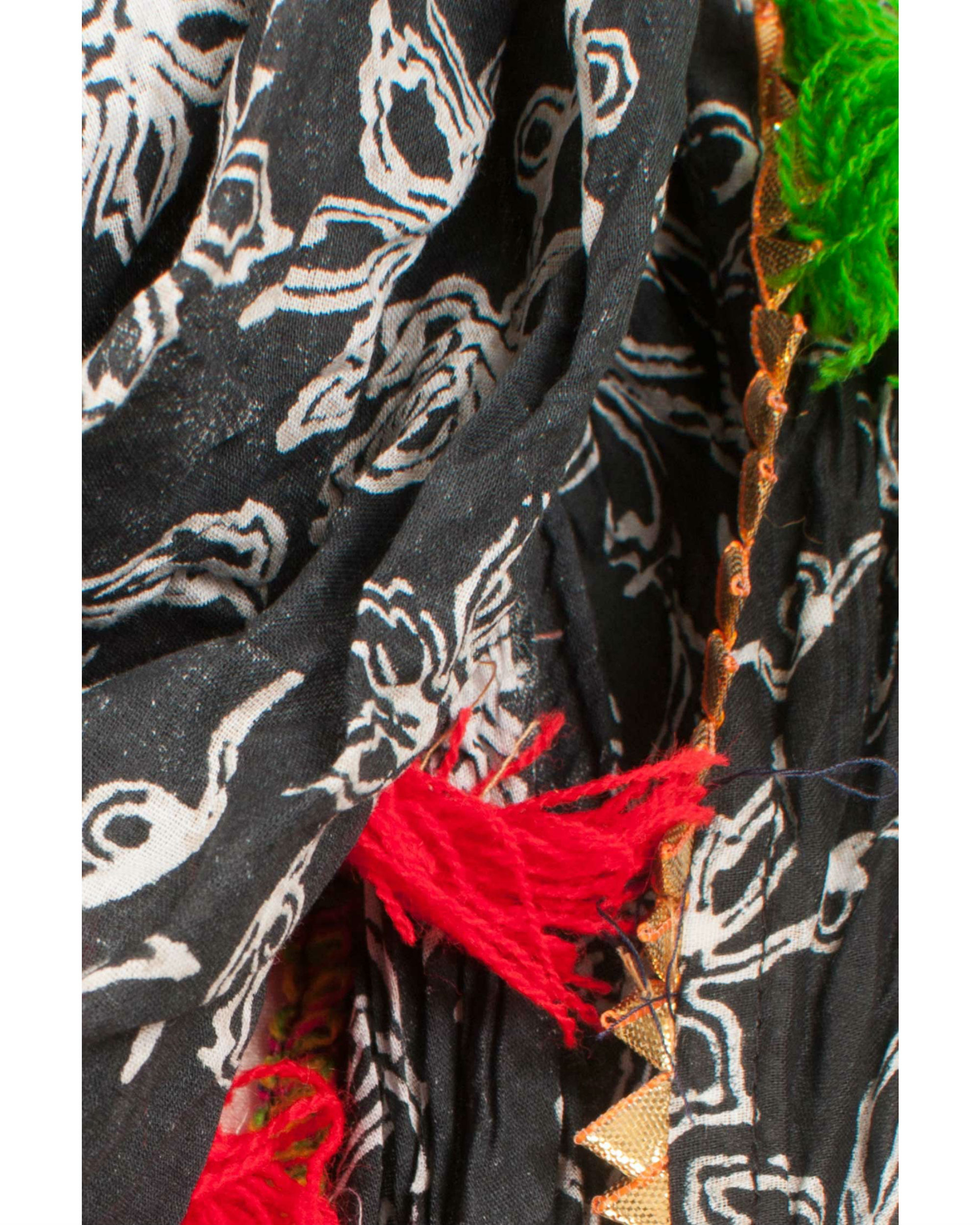 Black floral scarf by Free Living The Secret Label