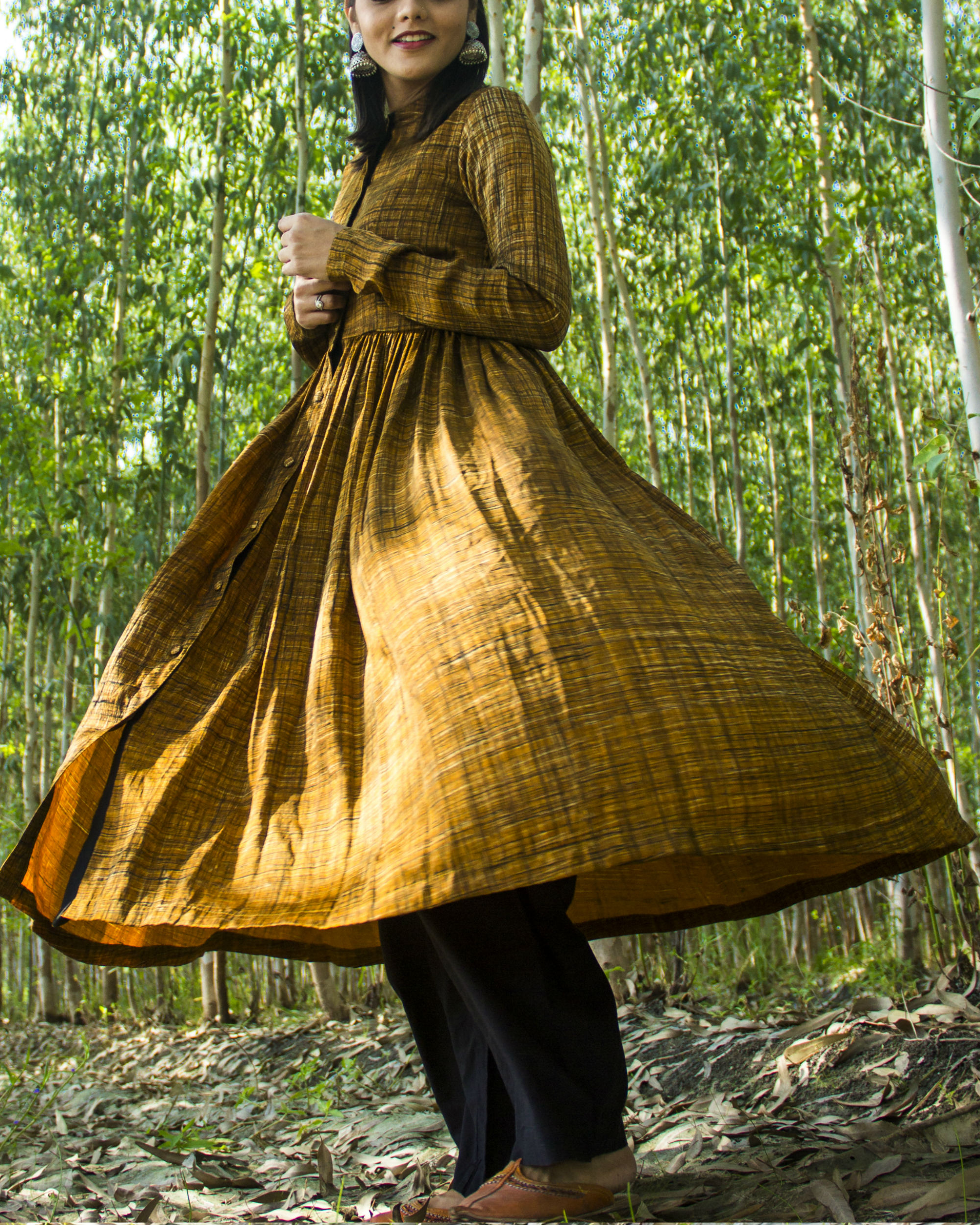 Mustard modal silk dress by Alterego The Secret Label
