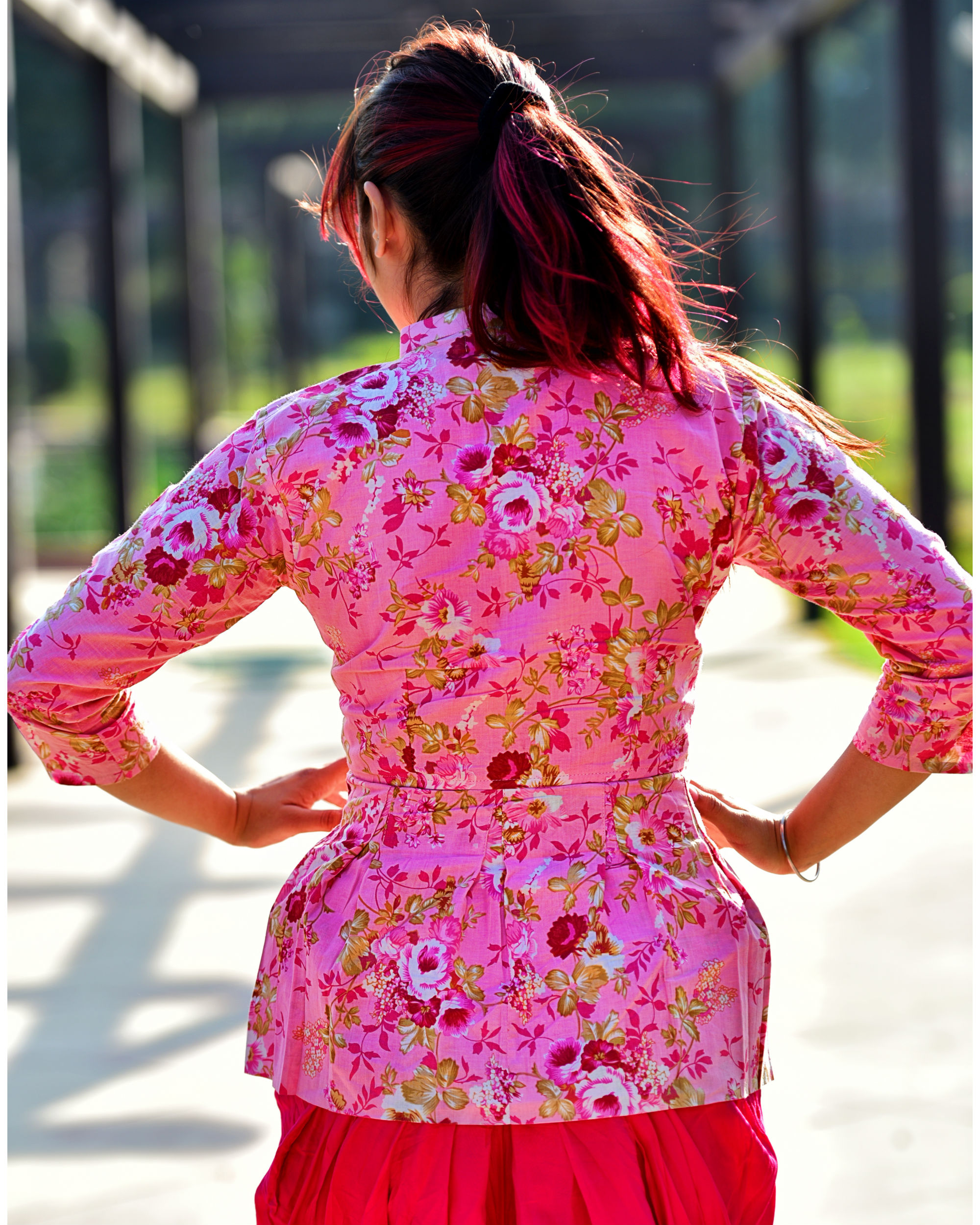 baby pink peplum top