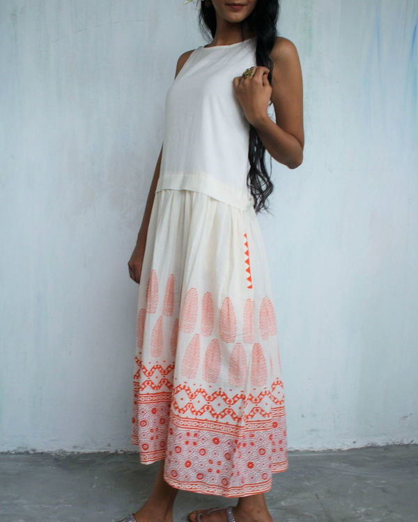 Ivory orange classic dress by Chidiyaa | The Secret Label