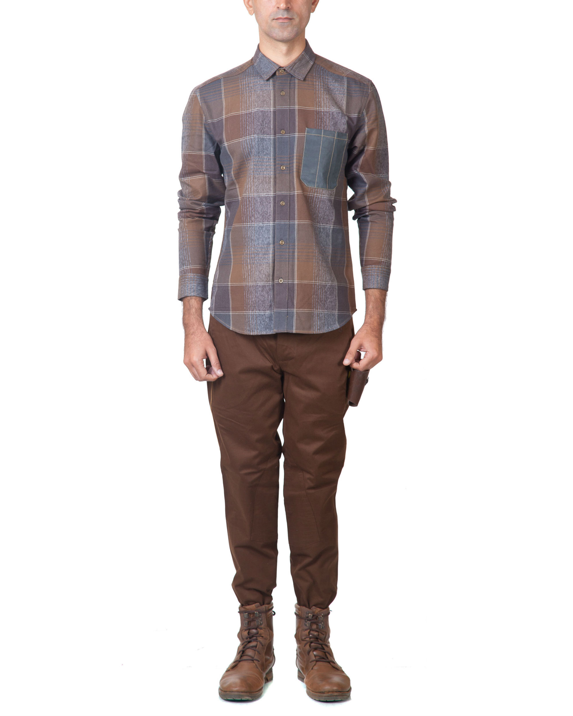 boys brown plaid shirt