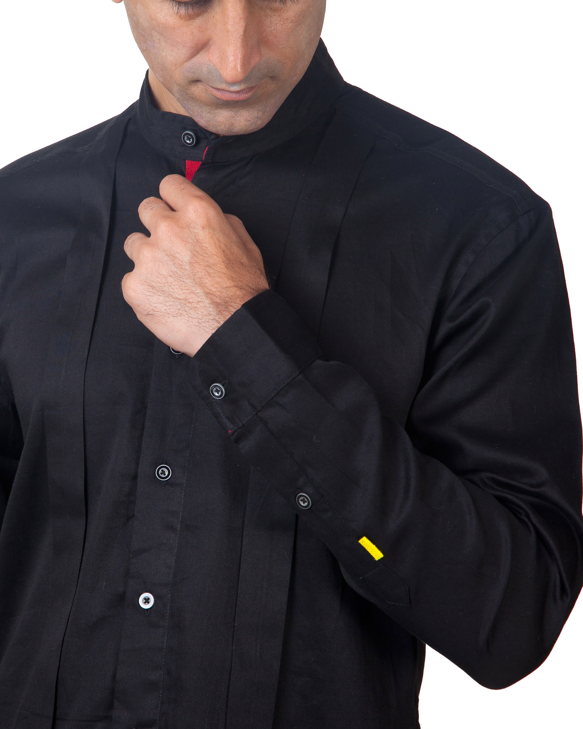 Black pleated shirt by Firm Clothing