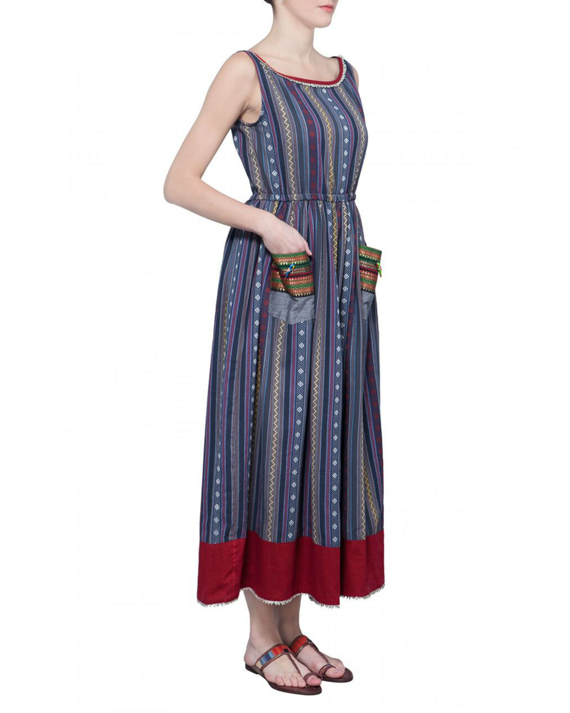 Grey handloom dress by Free Living The Secret Label