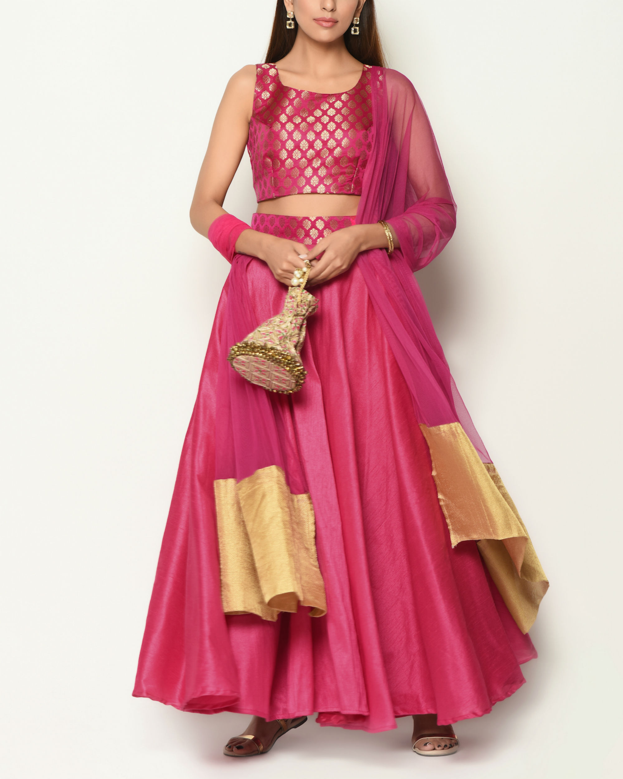 Pink brocade lehenga by trueBrowns | The Secret Label