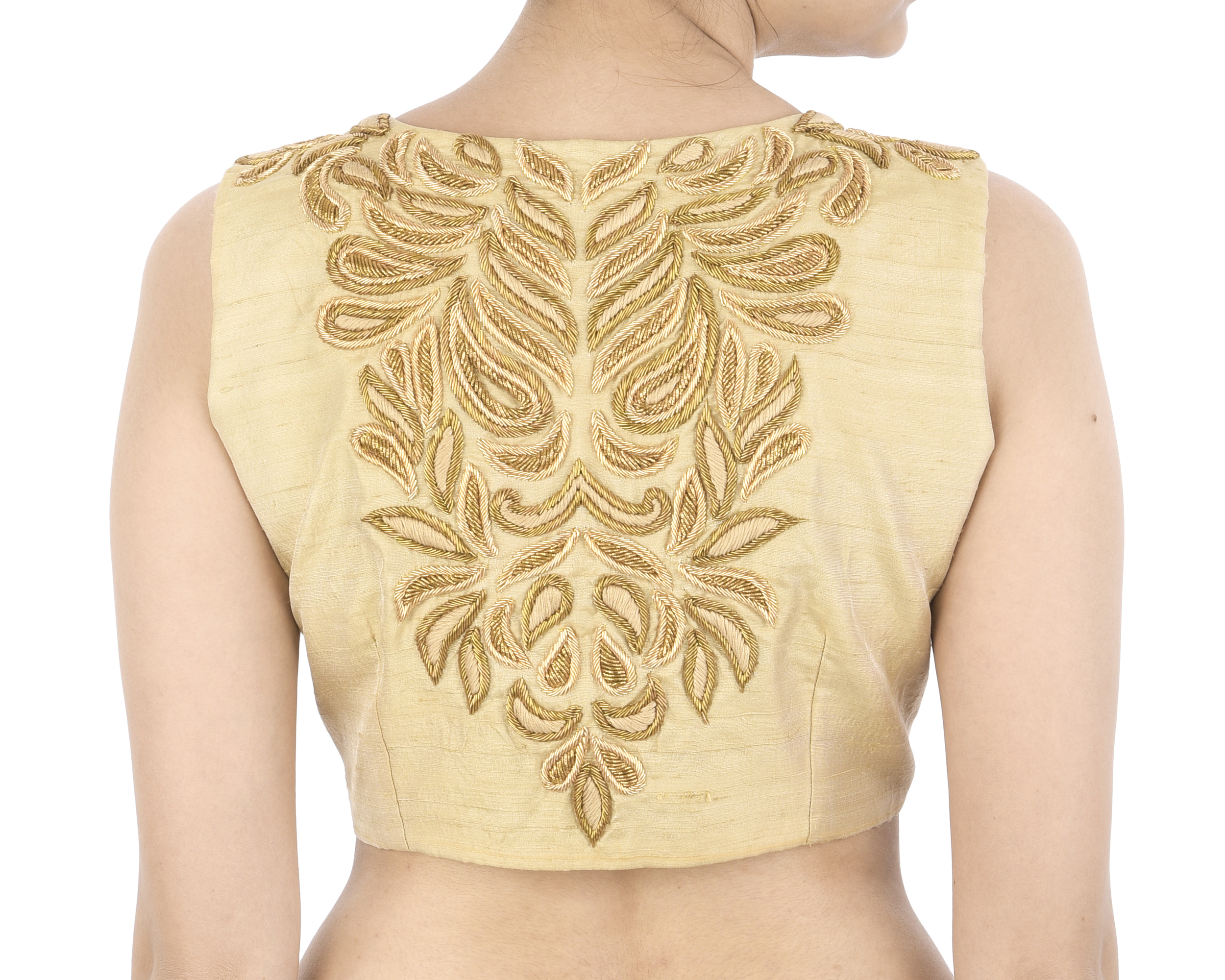 Golden zardozi embroidered blouse by Archana Rao The Secret Label