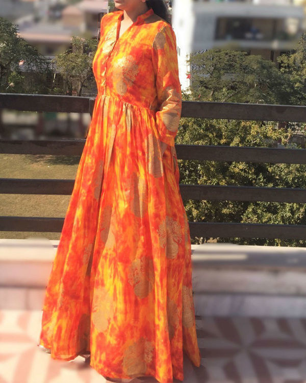 Orange golden dress by The Home Affair The Secret Label