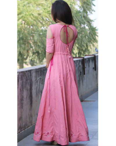 Buy Bunaai Eliza Pink Cotton Maxi Dress For Women Online