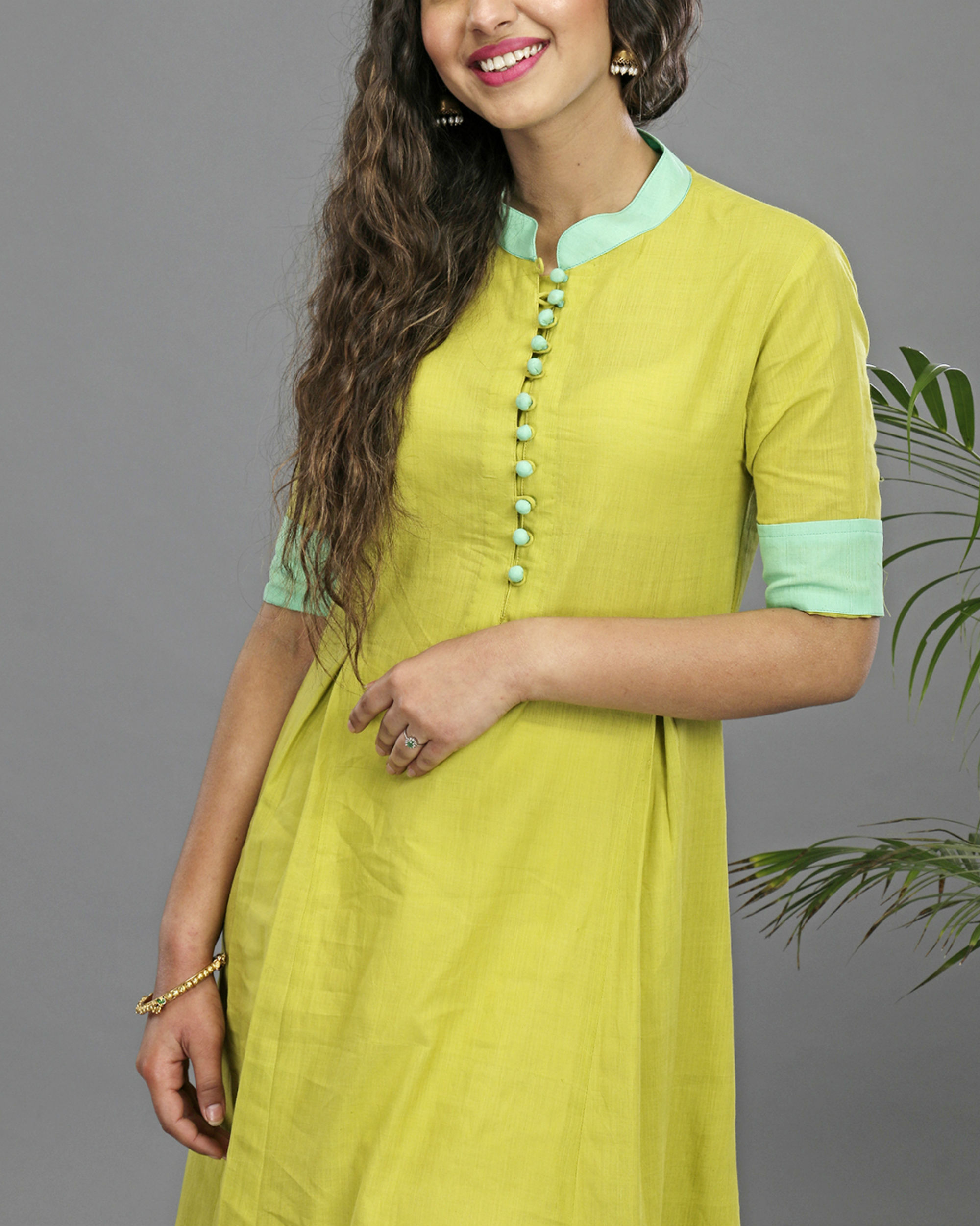 Lime & turquoise tunic by Raasleela | The Secret Label