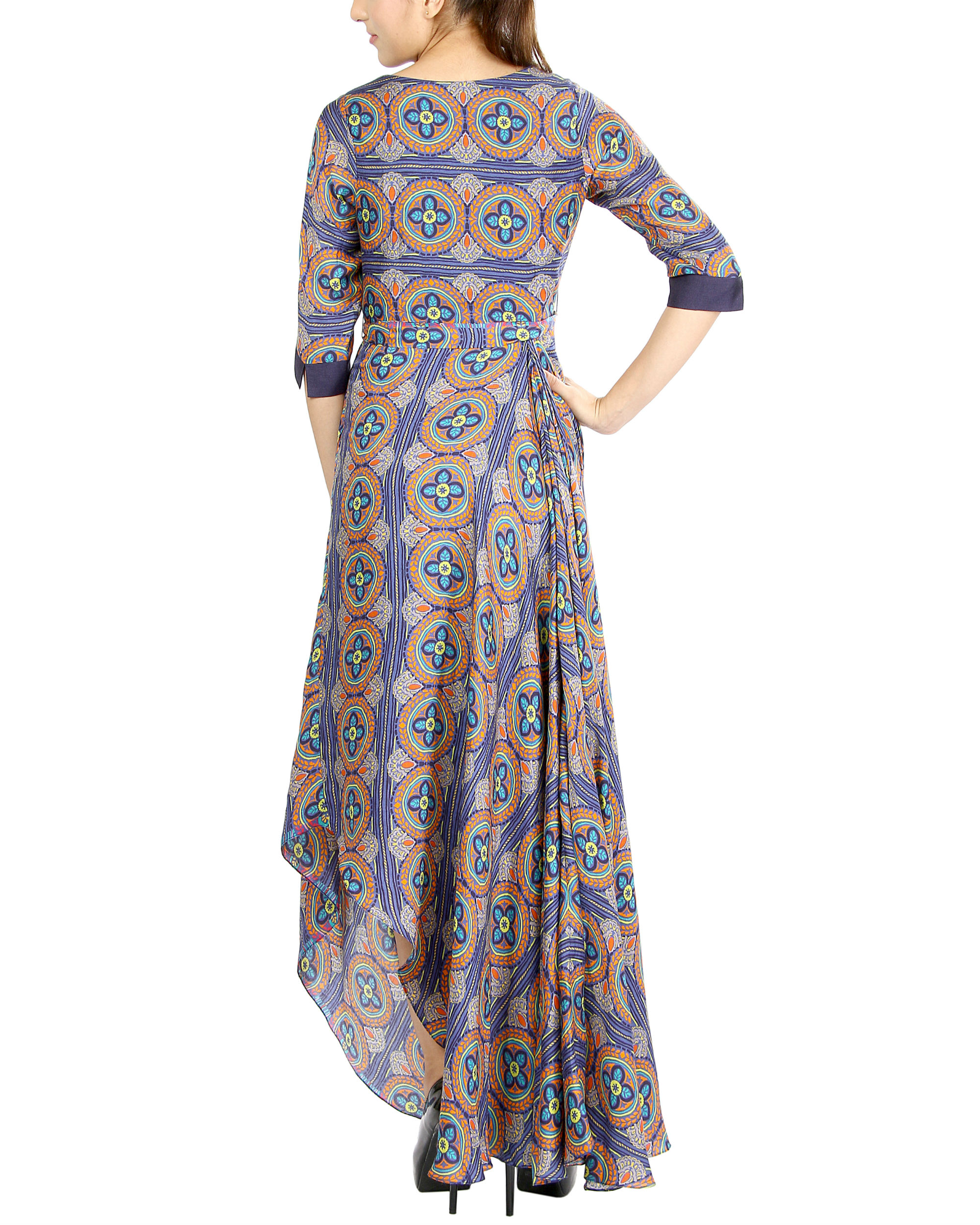 Colourful draped dress by Sougat Paul | The Secret Label